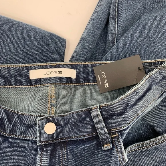 Joes Jeans high rise straight leg denim indigo blue worn raw hem women new 33 - Picture 5 of 5